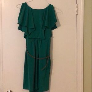 Emerald green dress with belt